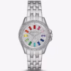 Michael Kors Mini Pilot Baguette Rainbow Pavé Silver-Tone Watch
