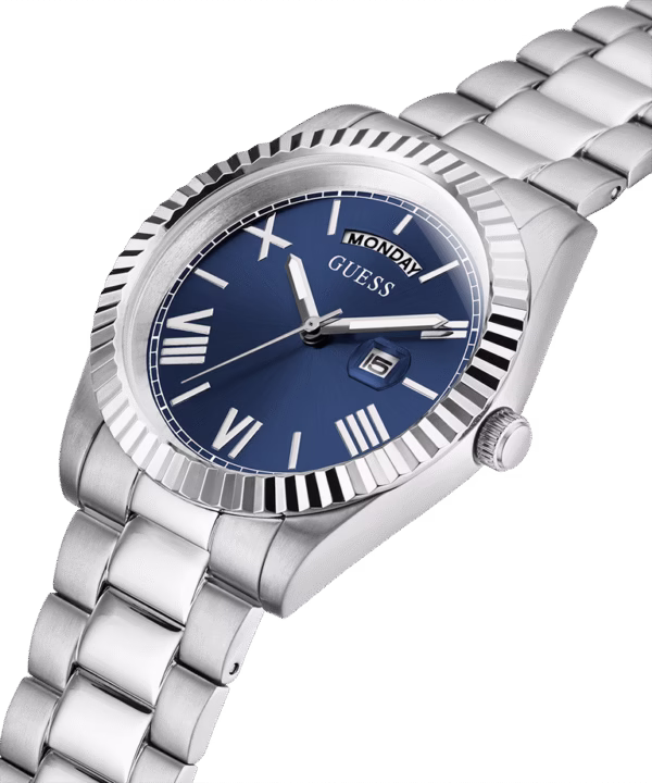 GUESS Mens Silver Tone Day/Date Watch