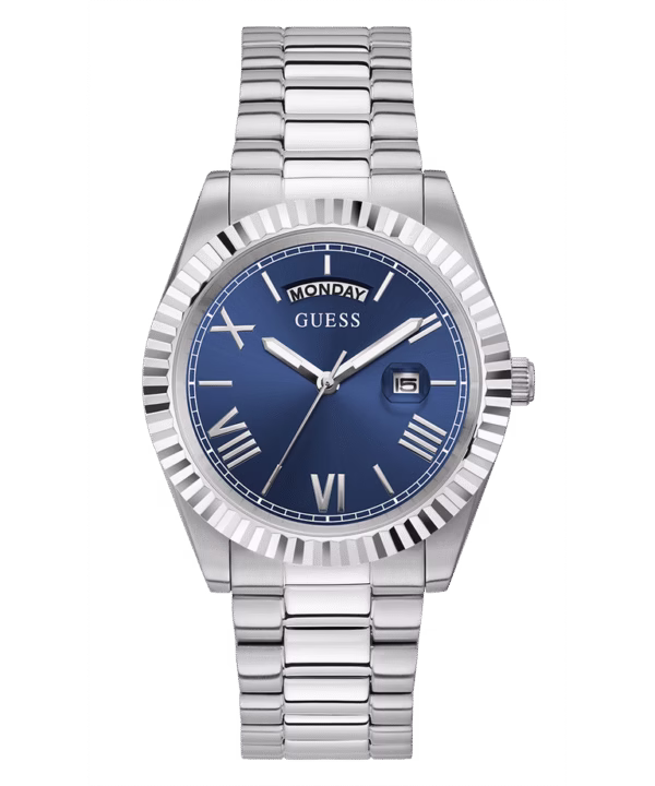 GUESS Mens Silver Tone Day/Date Watch